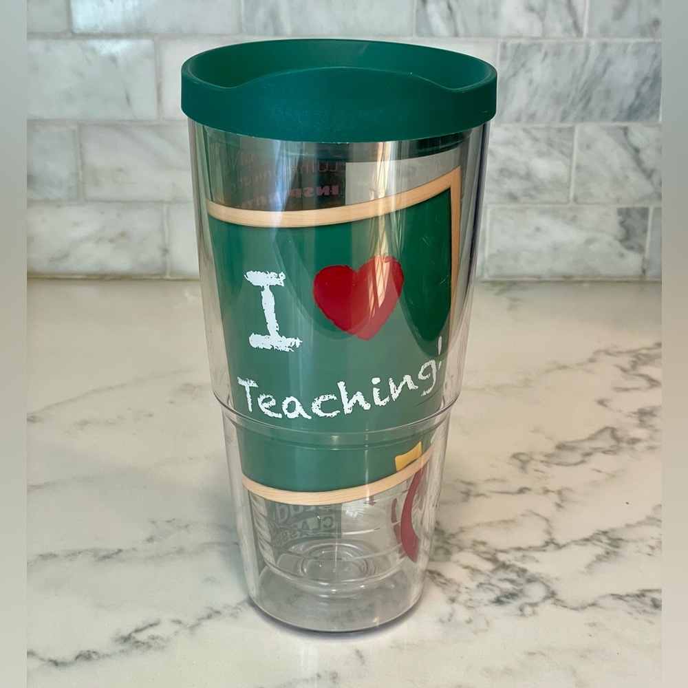 Tervis I‎ Love Teaching Tumbler Cup 24 oz With Green Lid